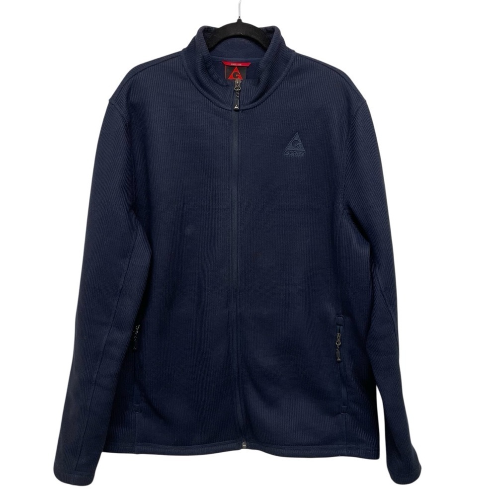Gerry Navy Waffle Knit Fleece Lined Full-Zip Jacket - Men’s XL
